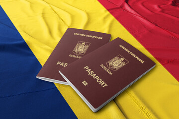 Romania passport on the Romanian flag, Romanian passport is an international travel document issued...