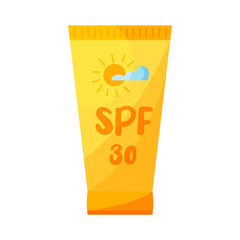 Tube sunscreen 30 spf on white background.