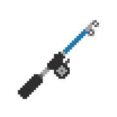 Fishing rod concept icon pixel art minimal