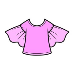 Blouse with short puffy sleeves for girls color variation for coloring on white background