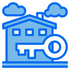 house blue line icon