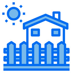 house blue line icon