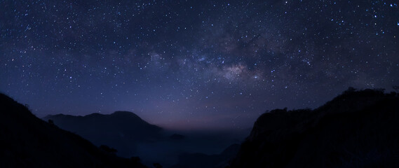 Milky way galaxy at night. Image contains noise and grain due to high ISO. Image also contains soft...