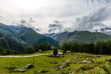 mountain panorama from fiescheralp and bettmeralp, wallis, switzerland