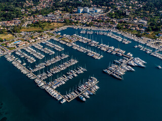 Gouvia Marina in corfu aerial view - obrazy, fototapety, plakaty