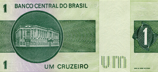 Paper money banknote bill of Brazil 1 Cruzeiro, 1980