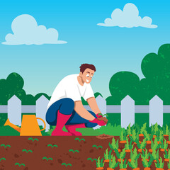 Man Growing Vegetables