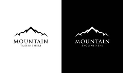 Mountain Hand Drawn Logo Template. Vector Design Elements, Labels, Badges, Emblems. Mountain Logo, Hill Logo, Mountain Symbol, Mountain Icon, Rock Climber Logo.