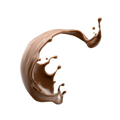 3d render, chocolate splash, cacao drink or coffee, splashing cooking ingredient. Abstract liquid wave. Brown beverage clip art isolated on white background