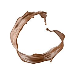 3d render, chocolate splash, cacao drink or coffee, splashing cooking ingredient. Abstract liquid...
