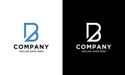 Creative modern trendy unusual artistic unique black and blue color B letter based on initial logo icon.