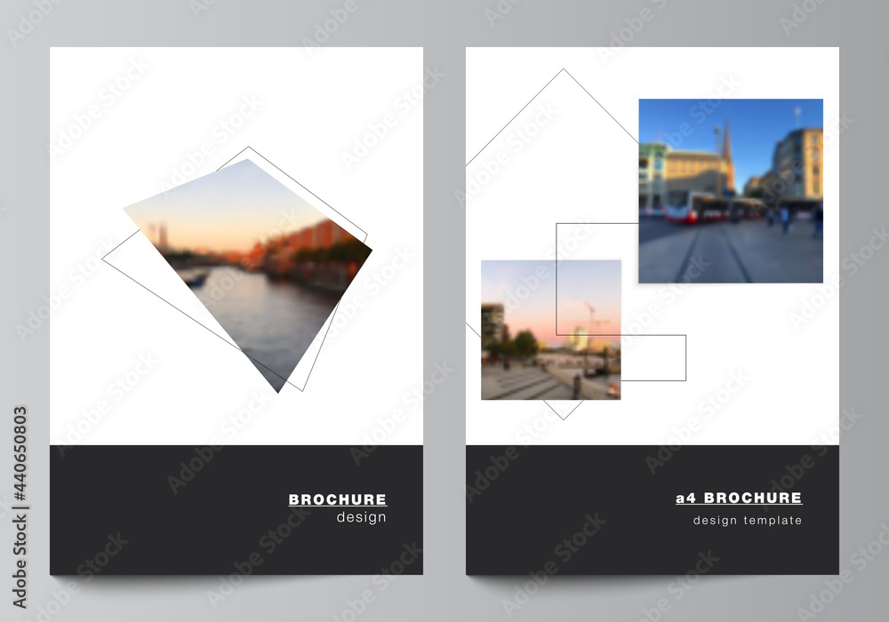Wall mural vector layout of a4 format cover mockups design templates with geometric simple shapes, lines and ph