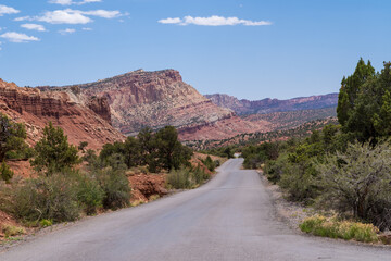 The scenic road through Capitol Reef National Park in Utah