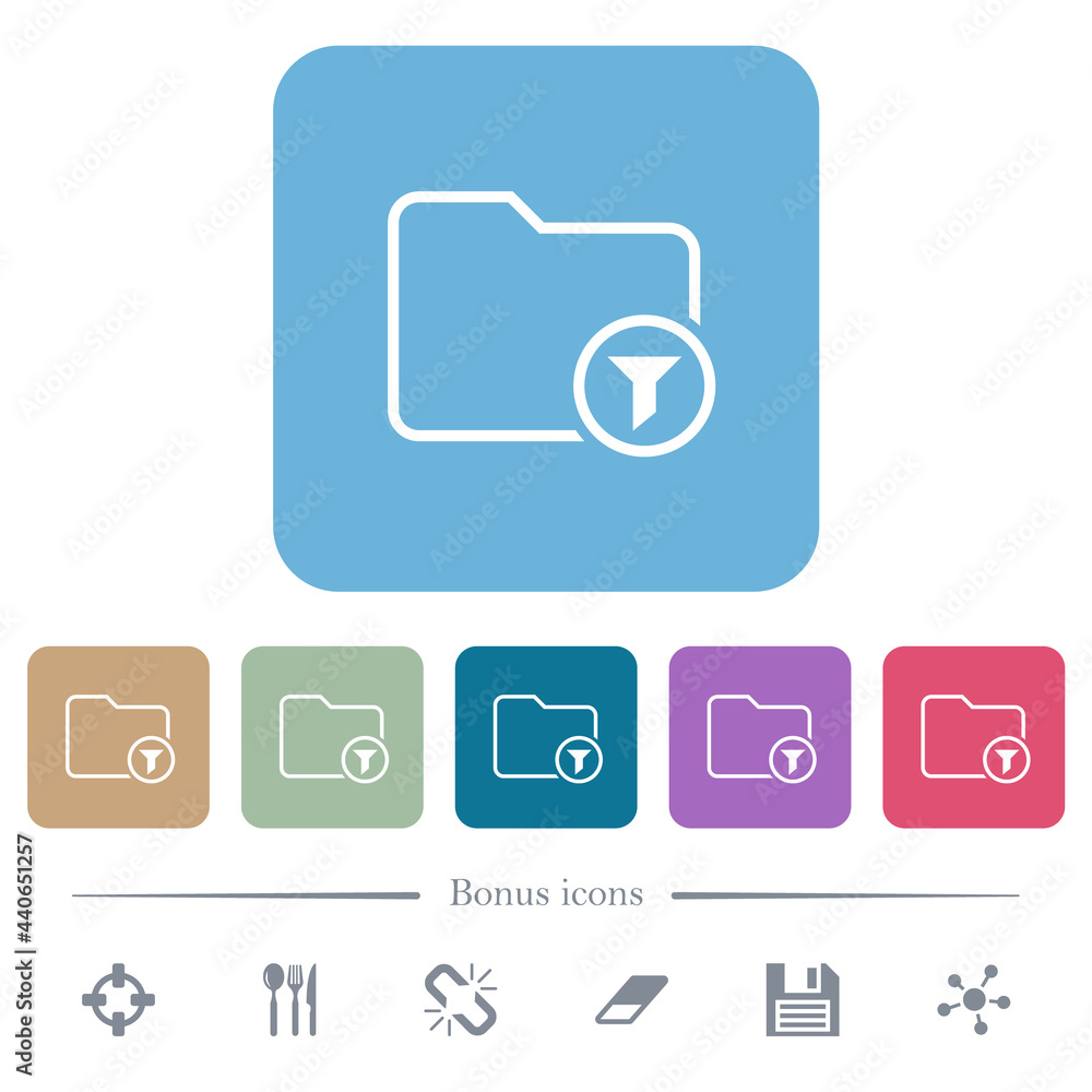 Aufkleber filter directory outline flat icons on color rounded square backgrounds