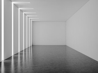 Illustration 3D rendering large luxury modern bright interiors Living room mockup computer digitally generated image