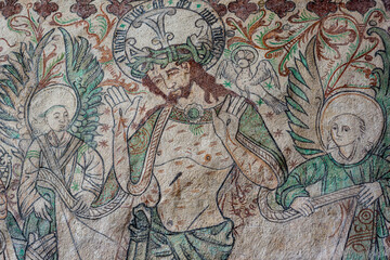 the wounds of Christ, an ancient fresco-painting