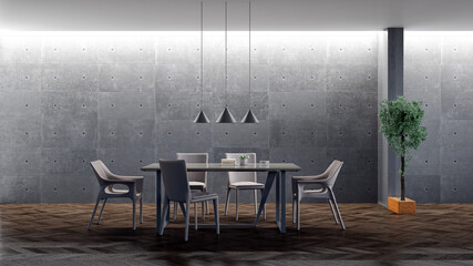 Illustration 3D rendering large luxury modern bright interiors Living room mockup computer digitally generated image