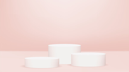 Stages or cylinder platforms or pedestals. Empty podiums