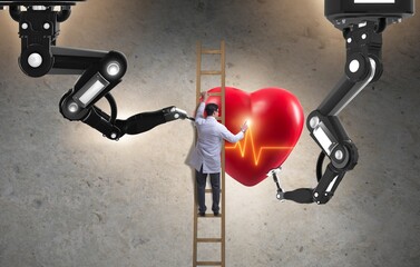 Heart surgery done by robotic arm