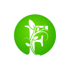 Letter F Health SPA Logo. Green Floral Alphabet Logo with Leaves. Usable for Business, Fashion, Cosmetics, Spa, Science, Healthcare, Medical and Nature Logos.