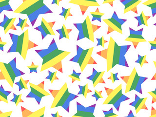 Stars with LGBT rainbow flag seamless pattern. Festival of sexual minorities, gays and lesbians, transgender people. Design for banner and  poster. Vector illustration