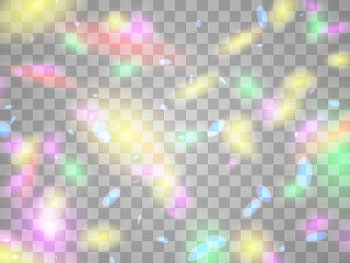Glowing light rainbow colors on a transparent background. LGBT pride month. Glowing particles. Festival of sexual minorities, gays and lesbians, transgender people. Vector illustration