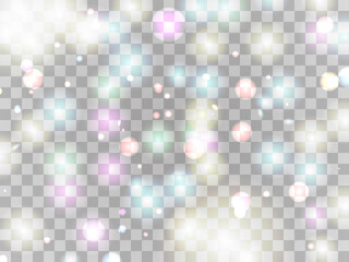 Glowing light rainbow colors on a transparent background. LGBT pride month. Glowing particles. Festival of sexual minorities, gays and lesbians, transgender people. Vector illustration