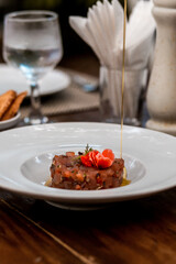 Delicious Tartare Menu Restaurant Eating Toast Oil Steak Tuna Kani Seafood Raw Food