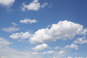 Naklejka na ściany i meble Blue sky with clouds and sun lights