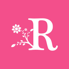 Letter R Linked Fancy Logogram Flower. Usable for Business and Nature Logos.