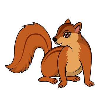 Cute funny squirrel vector image line drawing