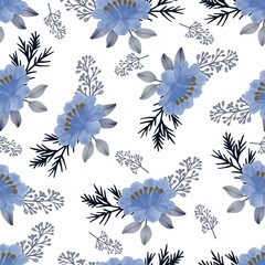 Fototapeta na wymiar seamless pattern of blue roses for fabric and background design