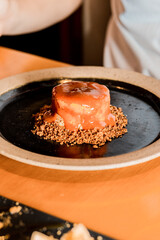 Goat Cheese and Guava Dessert Romeo and Juliet Cashew Nuts Crunch Menu Gourmet Close Up 