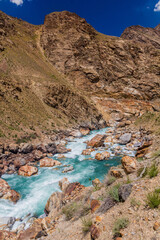 Fototapeta na wymiar Panj river in Wakhan valley between Tajikistan and Afghanistan