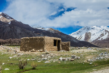 Village house in Gunt river valley in Pamir mountains, Tajikistan