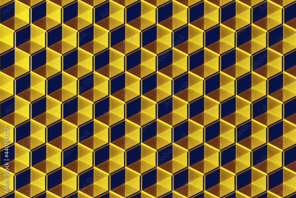 Poster illustration made using colorful hexagons as a pattern