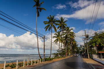 Seaside road in Las Terrenas, Dominican Republic