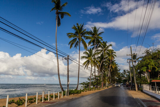 Seaside road in Las Terrenas, Dominican Republic
