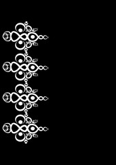 Frames of lace ethnic elements on the sheet of A4 format, surreal, black and white graphics