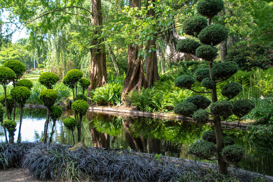 Kasteeltuinen Arcen, Limburg, The Netherlands - June 20, 2021. Beautiful Park with asian garden in the old Castle Garden of Arcen