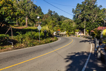 Fototapeta na wymiar Road near Jarabacoa town in Dominican Republic