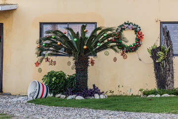 Christmas decorations in Puerto Plata, Dominican Republic - obrazy, fototapety, plakaty