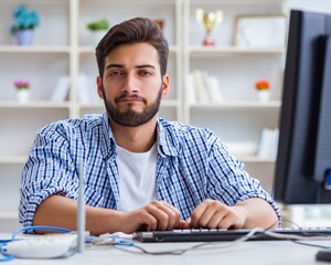 Frustrated young man due to weak internet reception