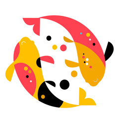 Two koi fish, black and red, symbolizing Yin Yang