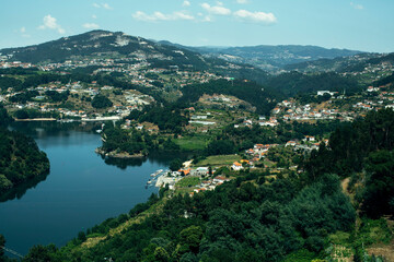 Fototapeta na wymiar Panorama of the Douro River in the Aveiro District in Portugal.