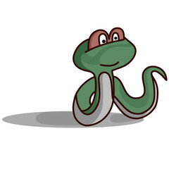 cute green snack on the floor It's a vector image on a white background.