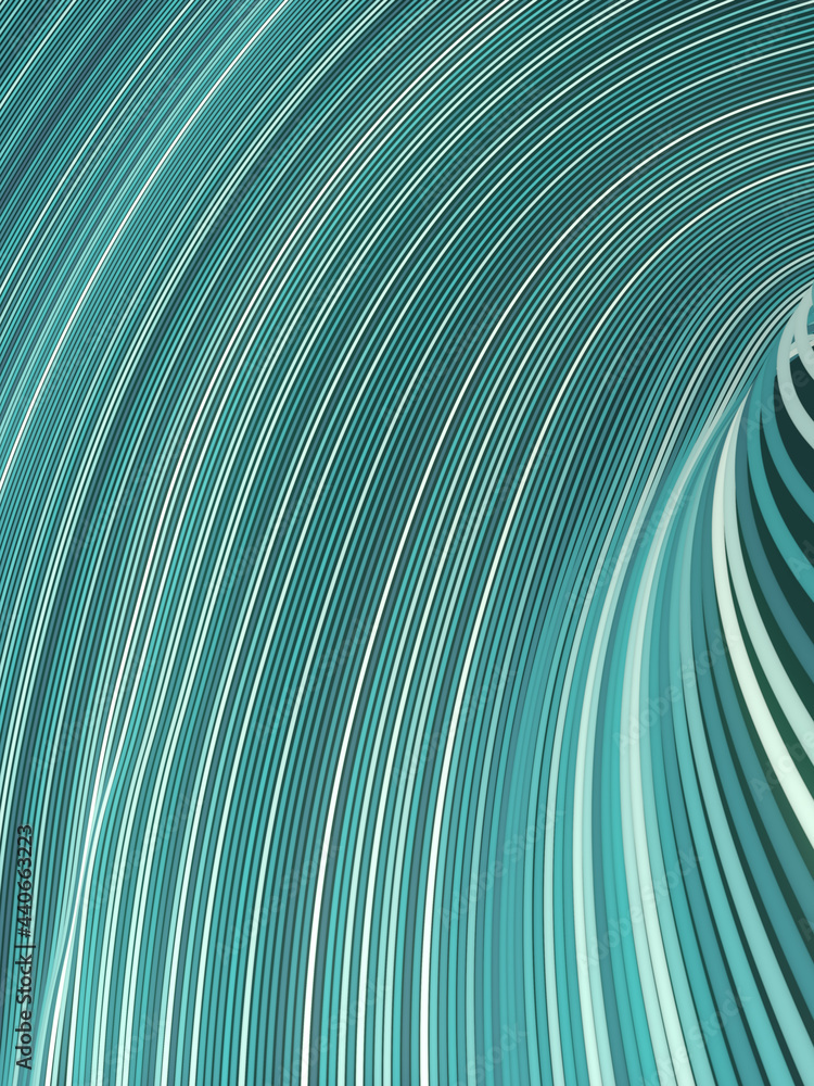 Poster Abstract digital illustration of twisted floating lines. Trendy pattern with wavy wires background. 3d rendering