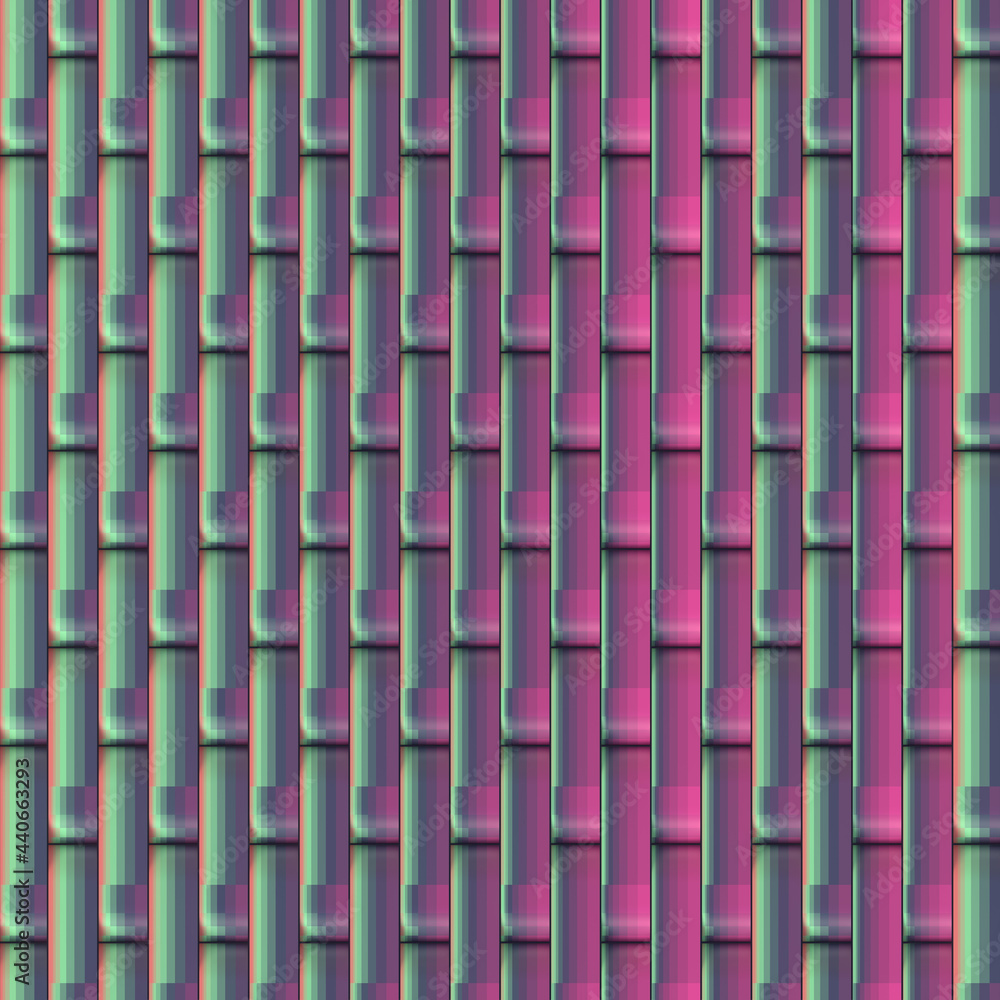 Aufkleber abstract digital illustration of rounded rectangular shapes, with multicolored texture. 3d rendering