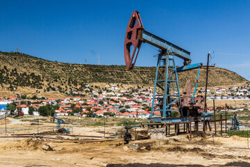 Oil derricks in Baku suburbs, Azerbaijan