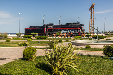 Old steam train engine in Baku, Azerbaijan
